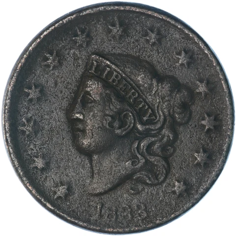 1833 (P) Coronet Large Cent Very Good VG Rough Surfaces See Pics F563 Cover