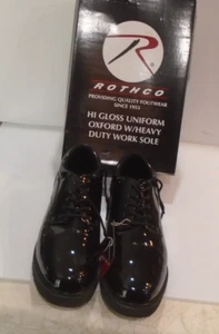 Black HI Gloss ROTHCO Corfram Military Uniform Patent Leather Oxford Shoes sz13R - Picture 1 of 6
