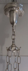 Exceptional Antique Silver Plate Four 32" Chain Chandelier Hanger 11' of Chain - Picture 1 of 13