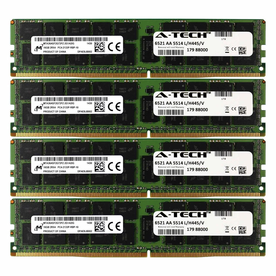 PC4-17000 Micron 64GB Kit 4x 16GB HP Apollo 4500 4200 726719-B21 Memory RAM - Image 1 of 1