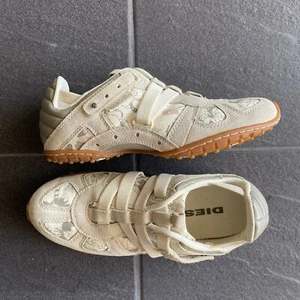 Tenis para mujer vintage Y2K Diesel Moslette crema malla y cuero talla US 8 florales - Imagen 1 de 15