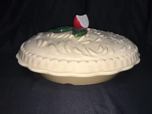 Vintage Japan Apple Pie Plate Dish Keeper w/Ivory Lid Apple Slice on Top 10 3/4” - Picture 1 of 10