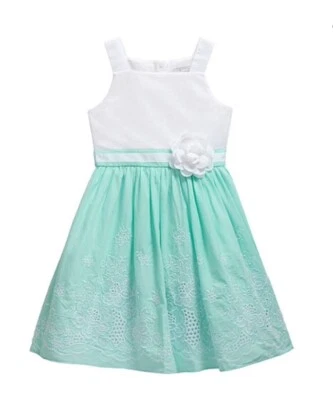 Vestido informal de fiesta sin mangas verde azulado/marfil Emily West para niñas - talla 10 Foto 1 de 4