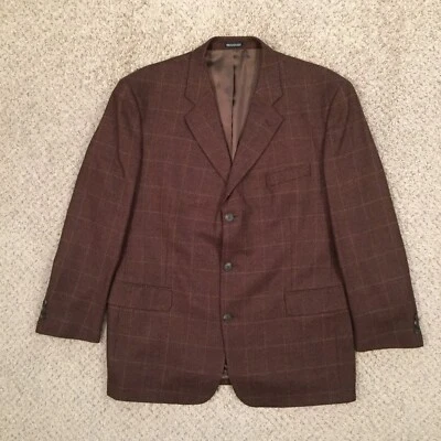 Stafford Blazer Mens 44 Regular Brown Check Wool Three Button - Image 1 of 4