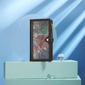 Case Women/Men Zipper Luxury Leather Pattern Stand Wallet Magnetic Phone Cover - Picture 1 of 56
