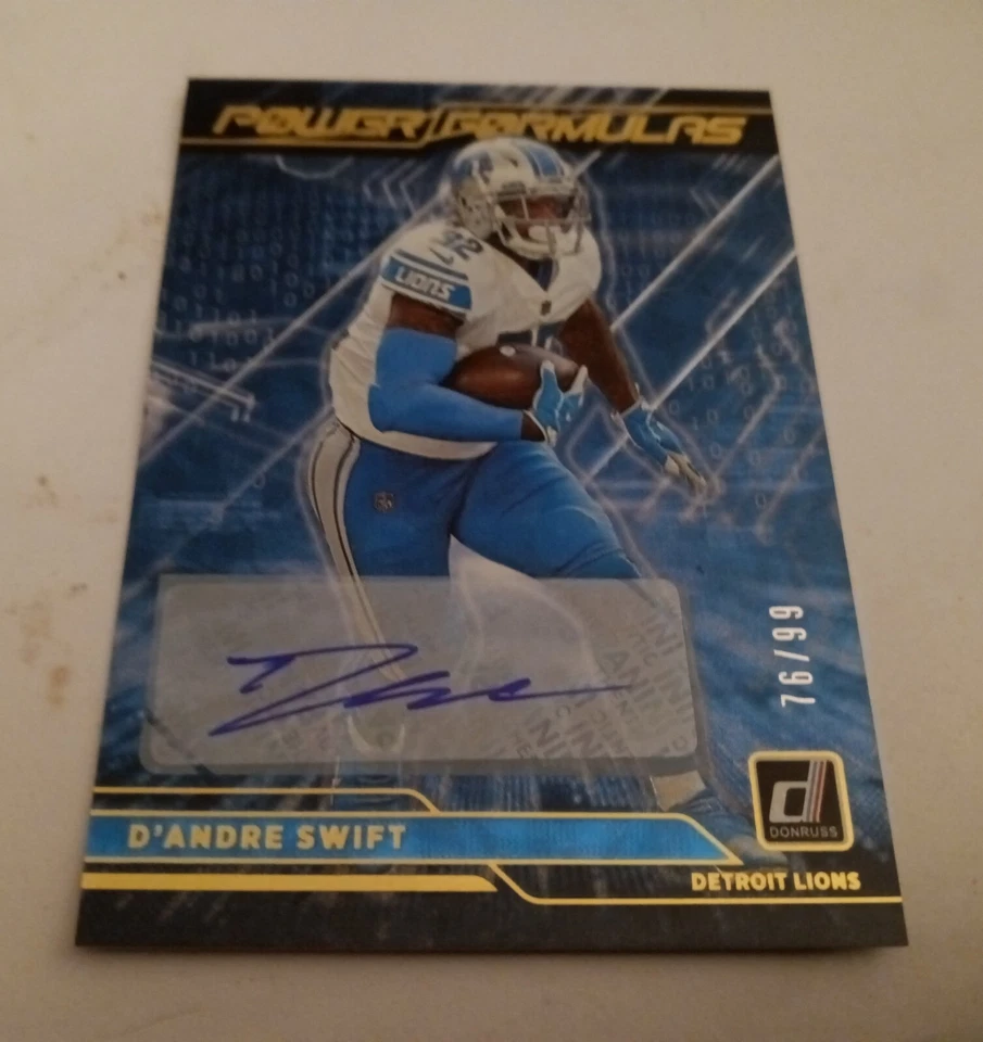 2021 Donruss Football Power Formulas Autograph D'ANDRE SWIFT (76/99) MINT LIONS - Image 1 of 1