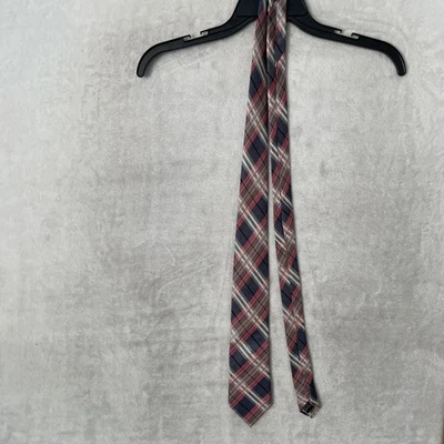 Corbata ajustada Egara para hombre negra roja a cuadros clásica de diseñador talla única seda Foto 1 de 4