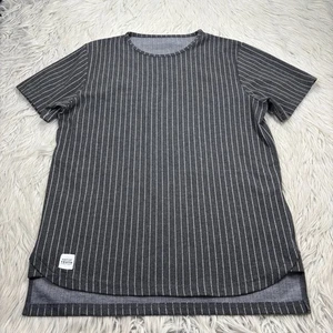 Native Youth Men's L Gray Pin Stripe Knit Tee Top Streetwear Blokecore Urban - Picture 1 of 5