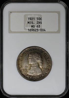 MISSOURI 1921 2X4 Silver Commemorative 50C NGC MS63 Old Brick Holder - Image 1 of 4