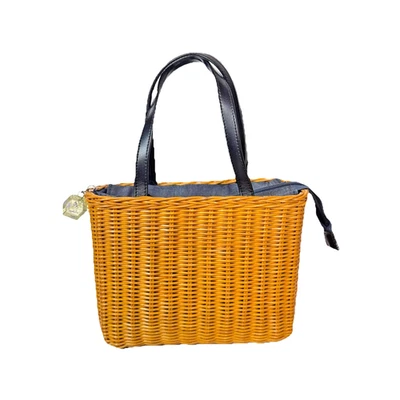 Jeanne Lottie Vintage Woven Rattan Bag with Top Handles Foto 1 de 4