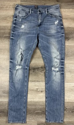 Prps Jeans Mens 32X33 Blue Denim Cotton Stretch Mid Rise Distressed Straight Leg - Image 1 of 4