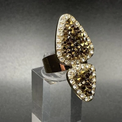 Anillo Avon Natural Elements Marrón Transparente Estrás Tono Dorado - Talla 7.5 Foto 1 de 4