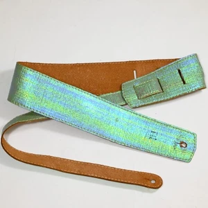 RARE: Vintage "Gleaming" Guitar Strap, 1970s Japan - Genuine Leather, Wide 2.4" - Picture 1 of 9