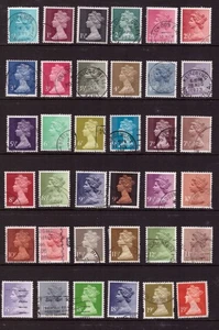 Gran Bretaña GB Machin 1/2p - 19p selección de sellos usados - Imagen 1 de 1
