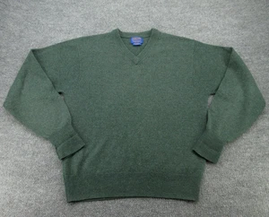 Pendleton Sweater Mens Medium Green V Neck 100% Lambswool Wool Knit Pullover - Picture 1 of 9