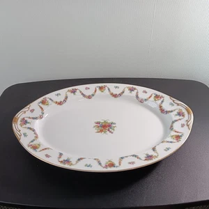 Vintage Mikado China "Aloha" 17" X 12" Gold Trim, Floral Oval Serving Platter - Picture 1 of 8