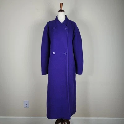 Abrigo Courreges XS Pequeño Púrpura Lana Alpaca Doble Pecho Largo Mod Francia De Colección Foto 1 de 4
