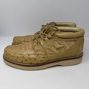 Rebelde Men’s Tan Exotic Caiman Leather  Ankle Boots Mens Size 8.5 - Picture 1 of 10