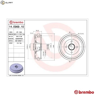2x BRAKE DRUM 14.E969.10 FOR NISSAN HR12DR/HR12DDR/HR12DE 1.2L 3cyl MICRA IV - Image 1 of 4