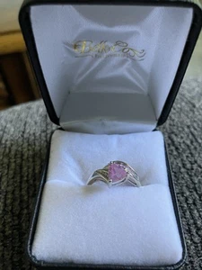 Anillo de oro amarillo de 10k LG diamantes y zafiro rosa 2,23 gramos talla 6 - Imagen 1 de 6
