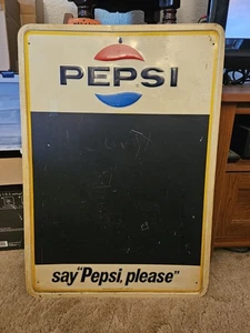 Vintage Pepsi Chalkboard "Say Pepsi Please" Metal Sign 27"x 19" - Picture 1 of 6