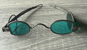 Antique Blue Green Glass Wire Rim 4 Lens D Railroad Sunglasses Spectacles - Picture 1 of 8