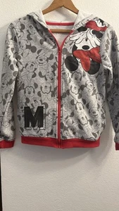Disney Minnie Mouse Sweatshirtjacke mit Kapuze Gr. LG grau rot Glitzer - Bild 1 von 6