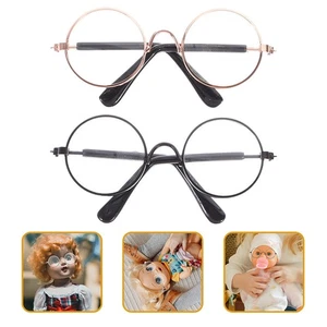 2 pezzi bambola mini occhiali imitazione oggetti di scena bambola compatta piccoli occhiali - Foto 1 di 10