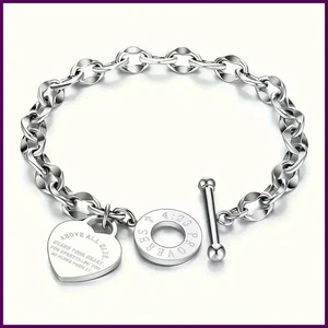 1 Stück Edelstahl Armband mit Herz Anhänger, Doppelherz OT Schnalle - Bild 1 von 26