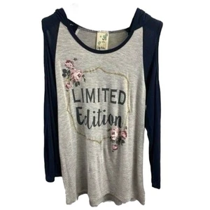 Lily Bleu Shirt Hooded Floral Limited Edition Girls Size Large 14 USA Stretch - Picture 1 of 6