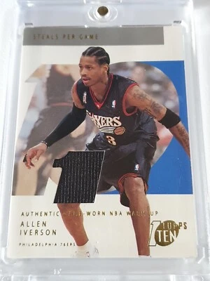 2002 Topps Ten Allen Iverson #PATCH /1500 Game Worn Jersey - Rare - Image 1 of 4