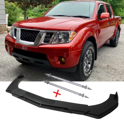 Kit de alerón labial de parachoques delantero de fibra de carbono para camioneta Nissan Frontier + varillas de puntal Foto 1 de 4