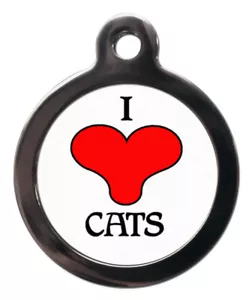 Pet ID Fun Love Tag I ❤ CATS Tag, llavero personalizado - Imagen 1 de 2