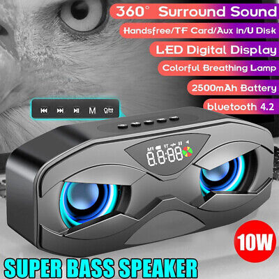 Wireless Bluetooth Speaker 6D Surround Sound Dual Subwoofer Display Support FM • 20.63£