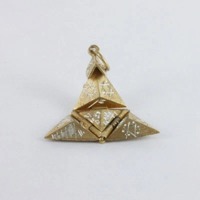 Massiv Silber Vergoldet Freimaurer Pyramide Anhänger - Bild 1 von 4