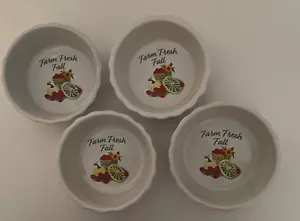 Set of Farmhouse Fall White Ramekins, Set Of 4, Baking, Stoneware NEW Farmhouse - Picture 1 of 7