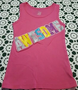 est. 1989 PLACE ♡ LITTLE GIRL'S PINK AWESOME TANK SHIRT TOP ♡ SIZE S/P 5/6 - Picture 1 of 3