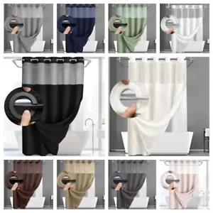 Waffle Shower Curtain w/ Detachable Lining&Snaps Waterproof Double-layer Curtain - Picture 1 of 22