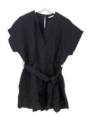 TAMARIS Damen OVERALL schwarz Jumpsuit Einteiler Leinenoptik Größe 42 NEU C69 - Bild 1 von 2