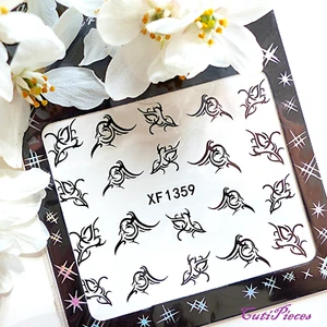 Nail Art Black Italic Swirls Tribal Abstract Water Transfer Sticker Decals 1359 - Picture 1 of 2