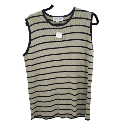 Suéter informal de esquina anexo mujer a rayas 1x verde sin mangas acanalado Foto 1 de 4