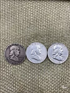 Franklin Half Dollar Mixed Lot of 3 - 1952/1953/1959 - Picture 1 of 3