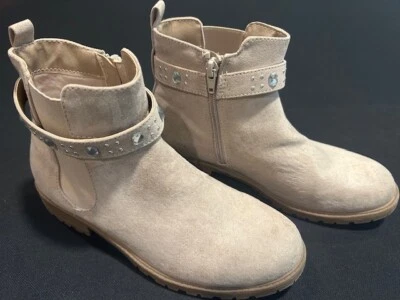 STEVE MADDEN Kids Girl's J Fancy Bedazzled Tan Chelsea Ankle Boots Bootie-Size 5 - Image 1 of 4