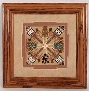 Navajo Authentic Sandpainting Native Sand Art Indigenous Marlene Doby  A56 - Picture 1 of 4