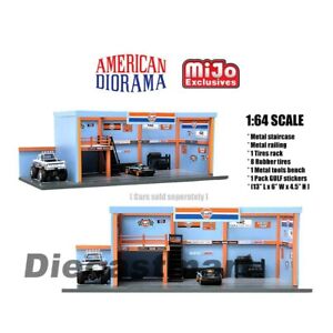 American Diorama 1:64 Garage Diorama with Auto World GULF Stickers AD-76531 New