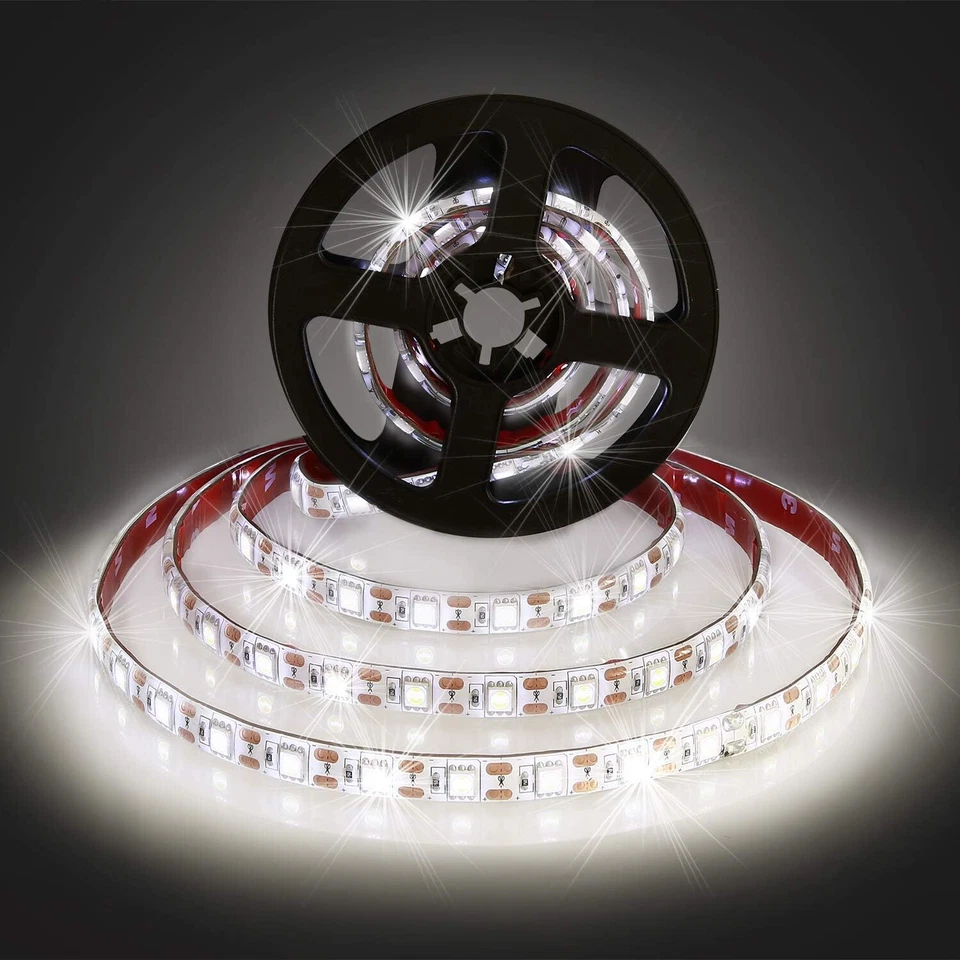 Battery Powered LED Strip Light Waterproof Flexible SMD 5050 LED 2m Cool White