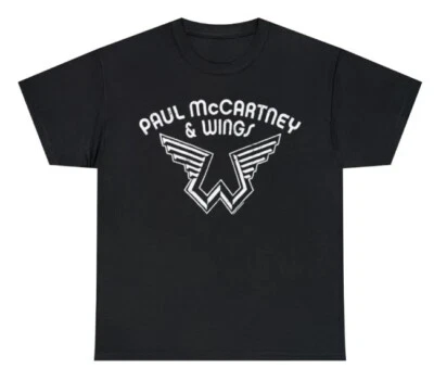 Camiseta Paul McCartney Wings Logo Calce Regular Manga Corta Negra Para Hombre 3XL XXXL Foto 1 de 3