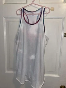 Athleta Girl Two In Fun Racerback Tank XXL/16 White Purple Pink Double Layer NWT - Picture 1 of 7