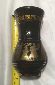 Neofitou Karamik Greek Handmade Vase Black with 24k Gold Decor - Picture 1 of 3
