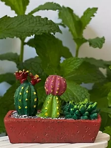 Miniature Dollhouse FAIRY GARDEN Cactus & Succulent Window Box ~ Buy 3 Save $6 - Picture 1 of 3